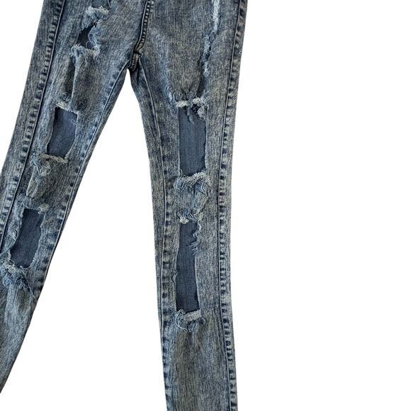 Forever 21 Jeans Women 24 Mid Rise Distressed Destroyed Skinny Stretch (W20 L27) - Picture 10 of 16